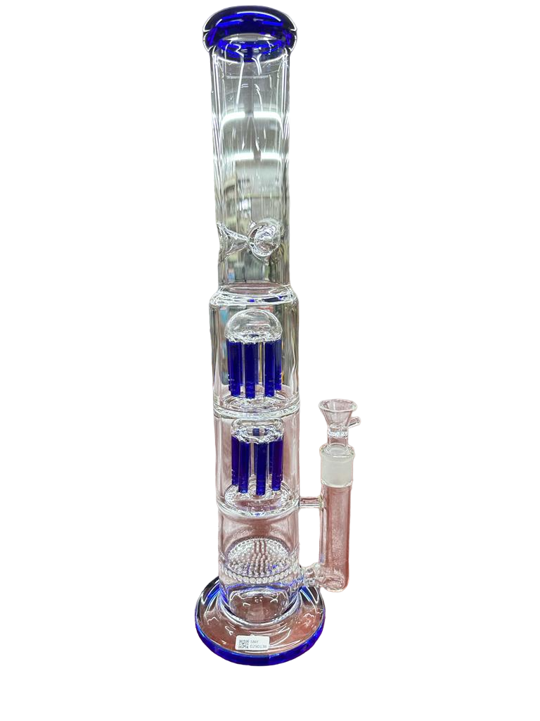 17" DOUBLE TREE PERC WATER PIPE (1pc) (Blue)