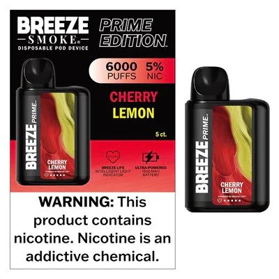 BREEZE PRIME 6000 PUFF DISPOSABLE (5pcs) (CHERRY LEMON)