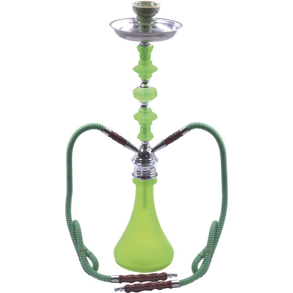 19" FROSTED DOUBLE HOSE HOOKAH (HK135) (1pc) (Green)