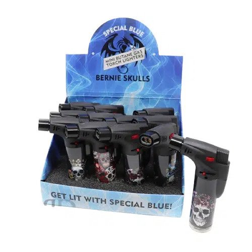 SPECIAL BLUE BERNIE SKULLS MINI TORCH DISPLAY (12pcs)